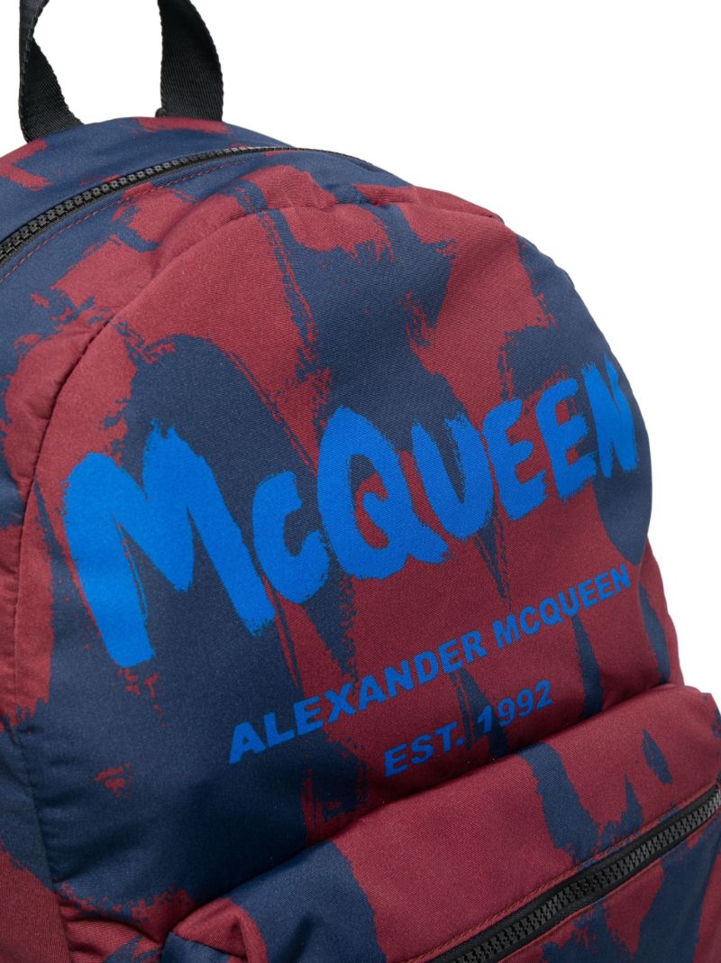 Blue Graffiti-print Logo Backpack