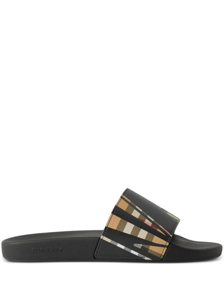 Black Sliced Check Print Slides