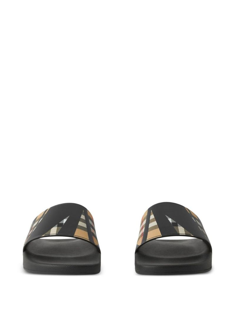 Black Sliced Check Print Slides