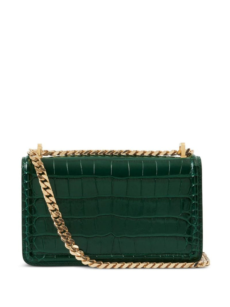 Green Mini Tb Crocodile-effect Crossbody Bag