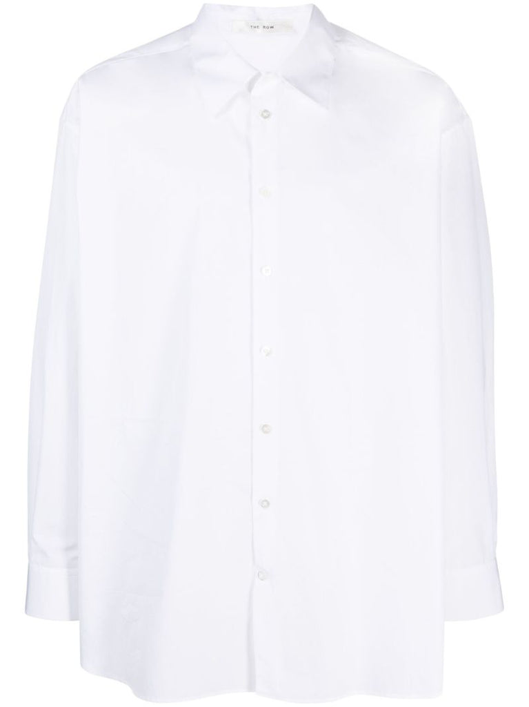 White Point-collar Cotton Shirt