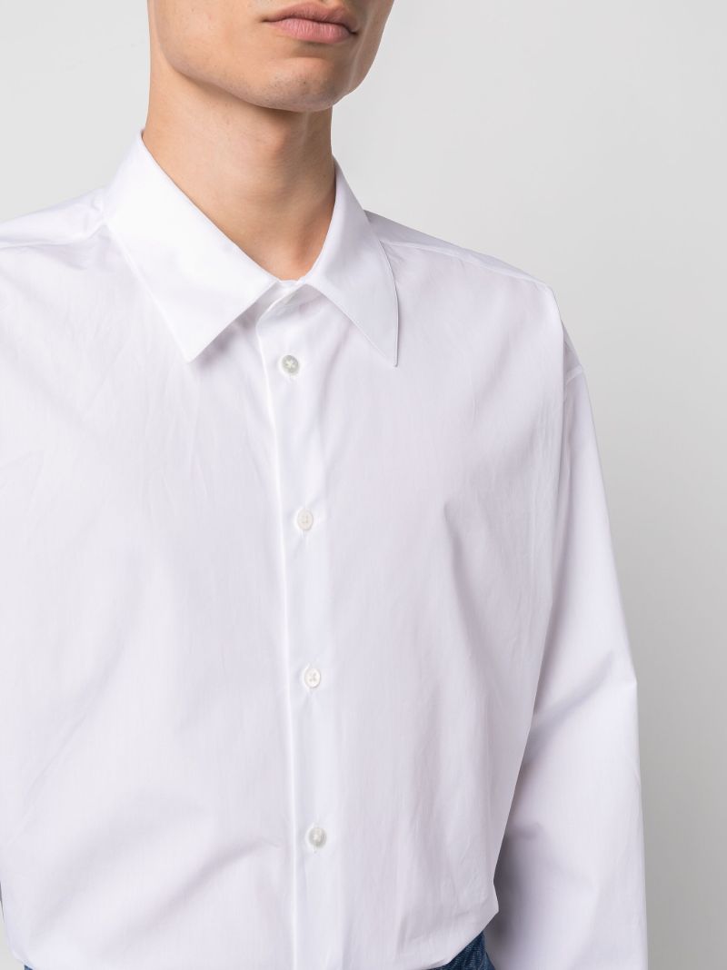 White Point-collar Cotton Shirt