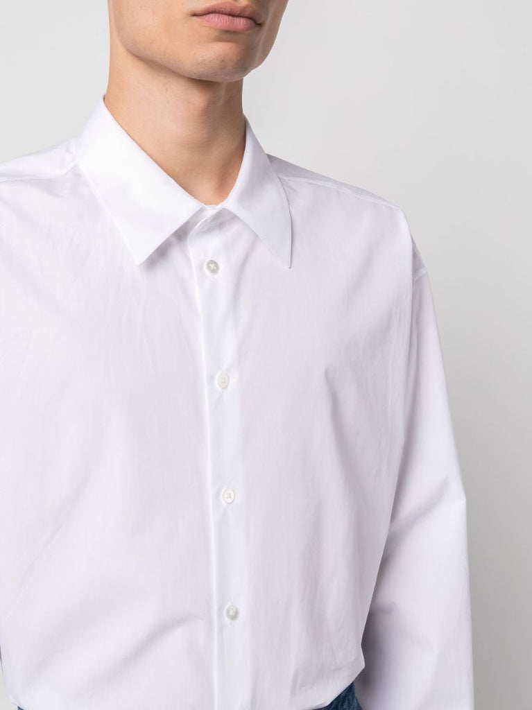 White Point-collar Cotton Shirt