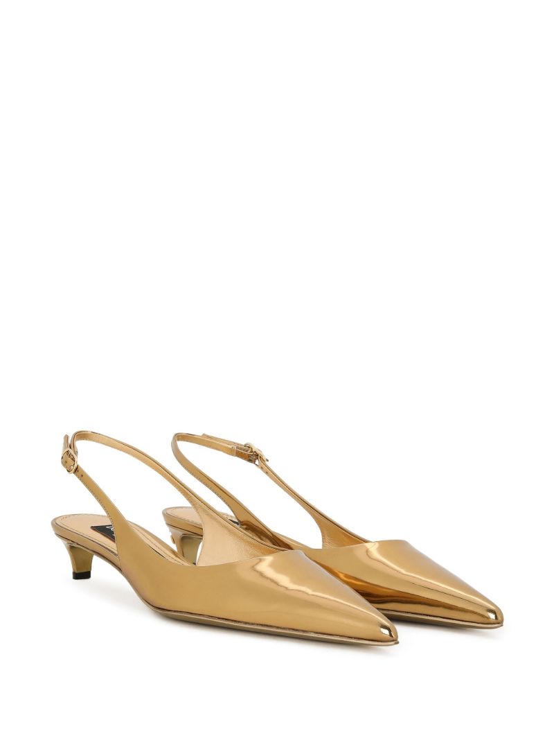 Gold-tone Lollo 30 Leather Pumps