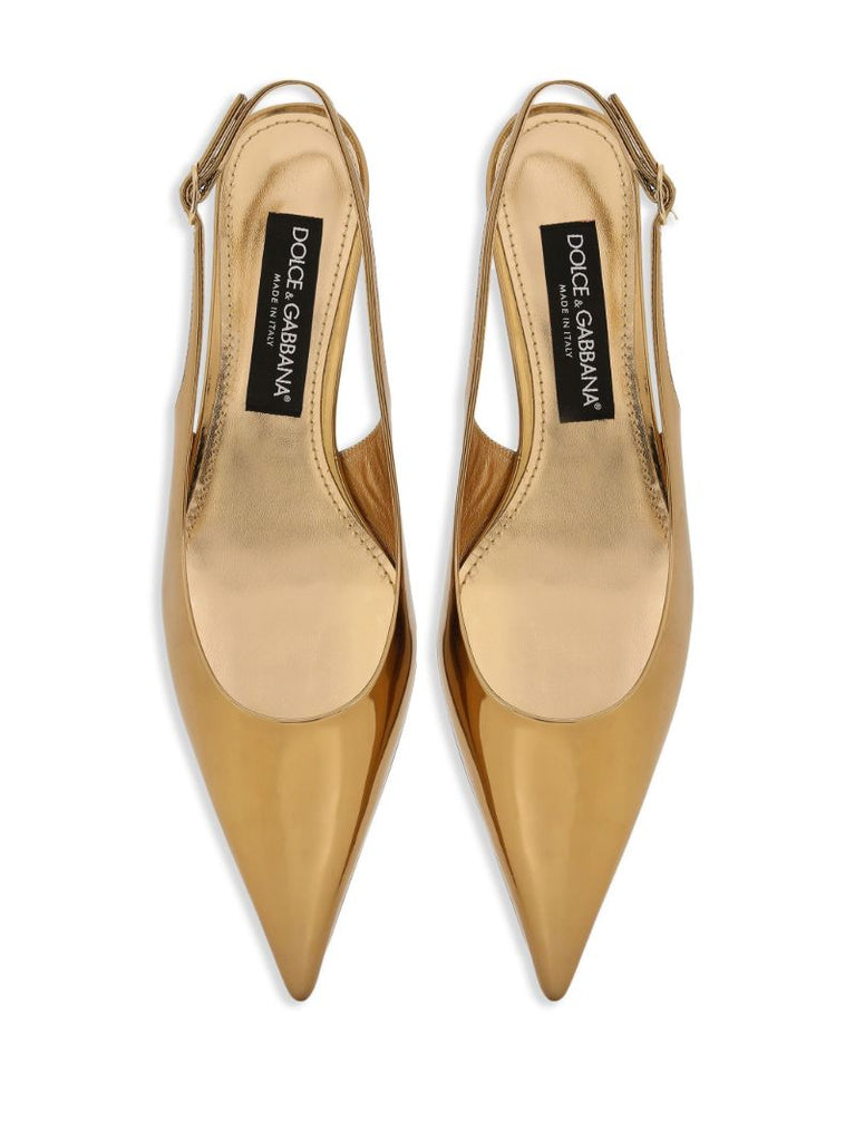 Gold-tone Lollo 30 Leather Pumps