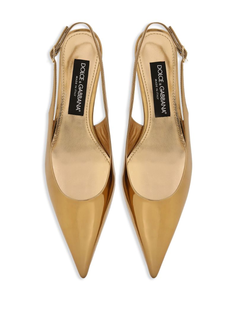 Gold-tone Lollo 30 Leather Pumps