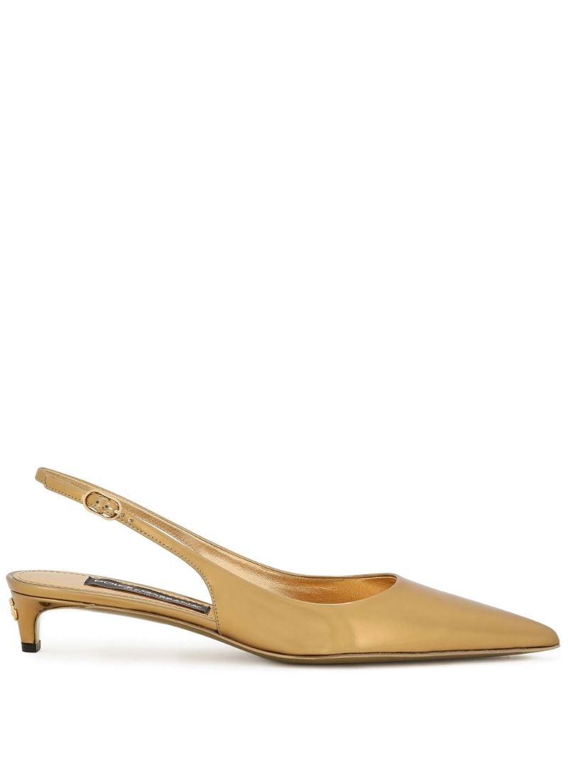 Gold-tone Lollo 30 Leather Pumps