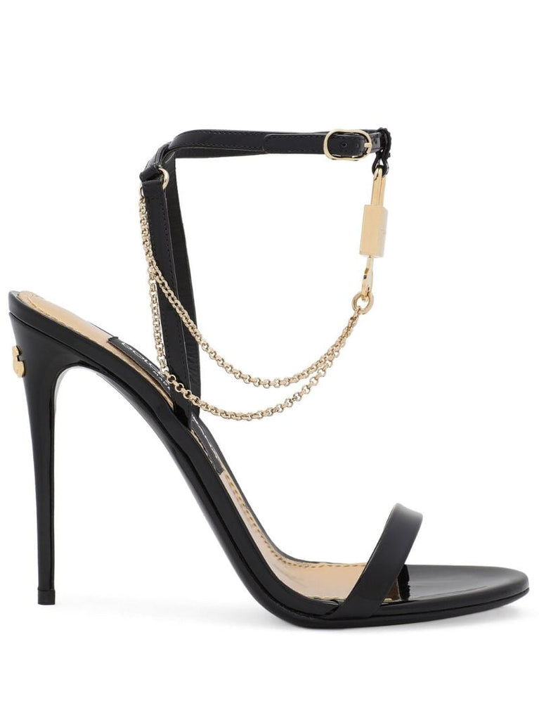 Black Keira 105 Patent Leather Sandals