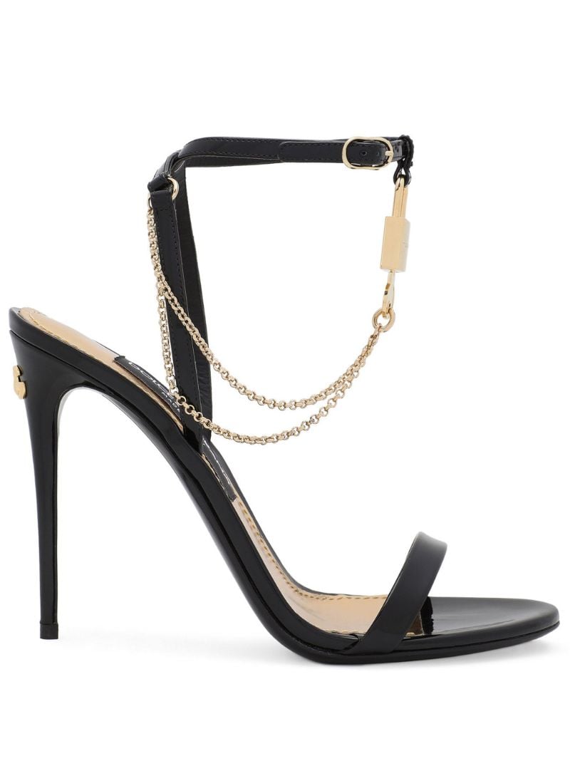 Black Keira 105 Patent Leather Sandals