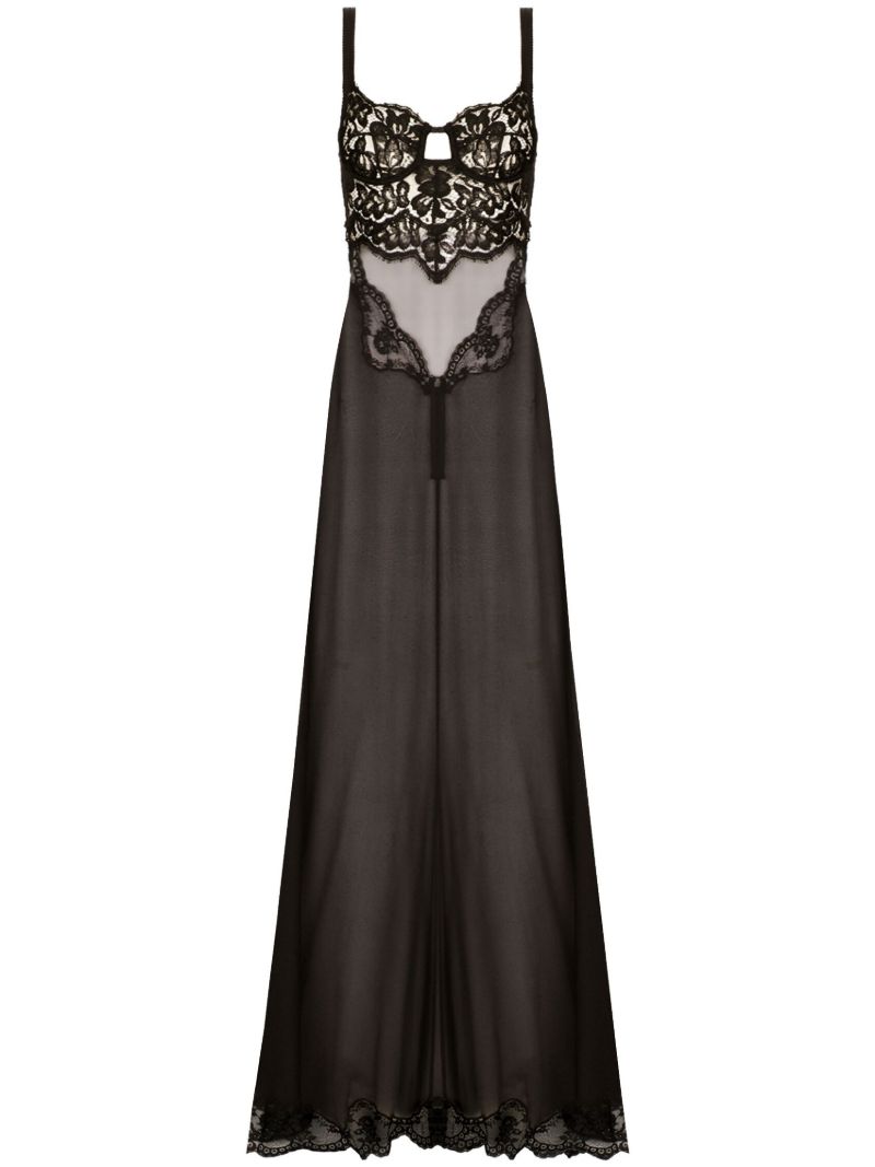 Black Lace Sheer Maxi Nightdress