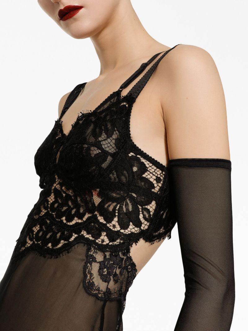 Black Lace Sheer Maxi Nightdress