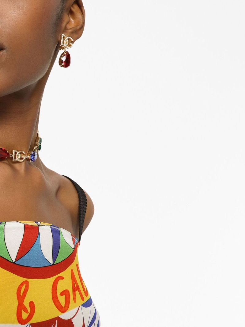 Gold-tone Logo Crystal Drop Earrings