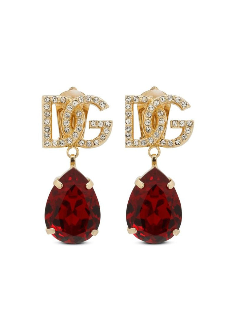 Gold-tone Logo Crystal Drop Earrings