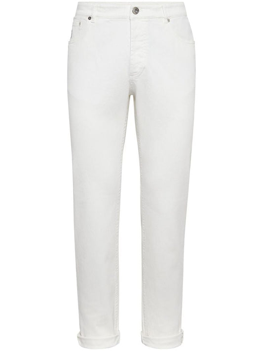 White Mid-rise Slim Jeans