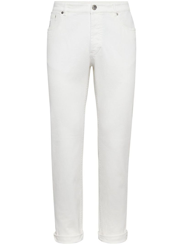 White Mid-rise Slim Jeans