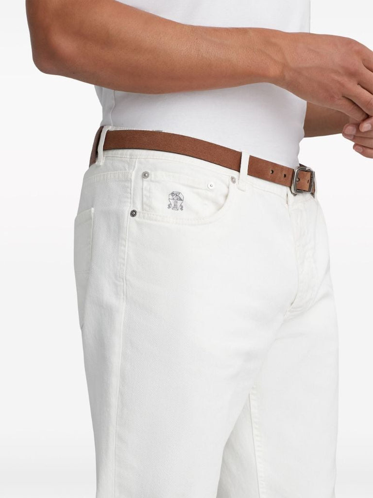 White Mid-rise Slim Jeans