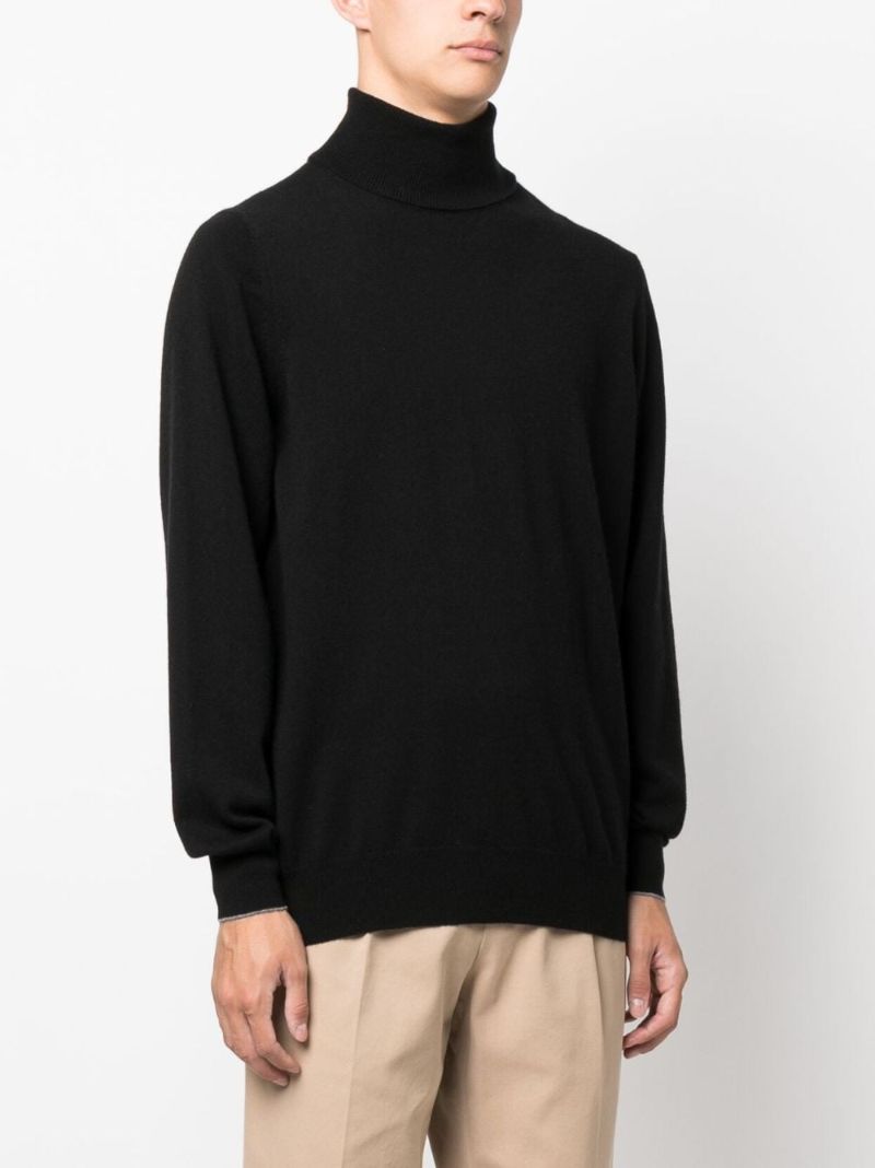 Black Roll-neck Cashmere Sweater
