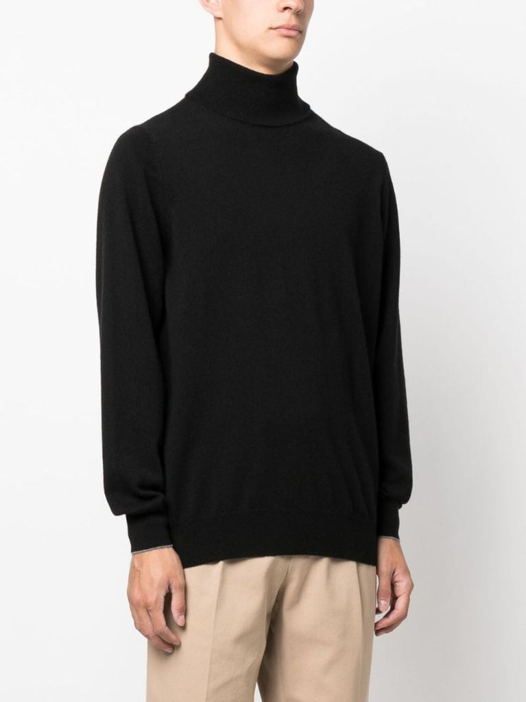 Black Roll-neck Cashmere Sweater