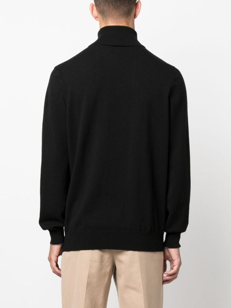 Black Roll-neck Cashmere Sweater
