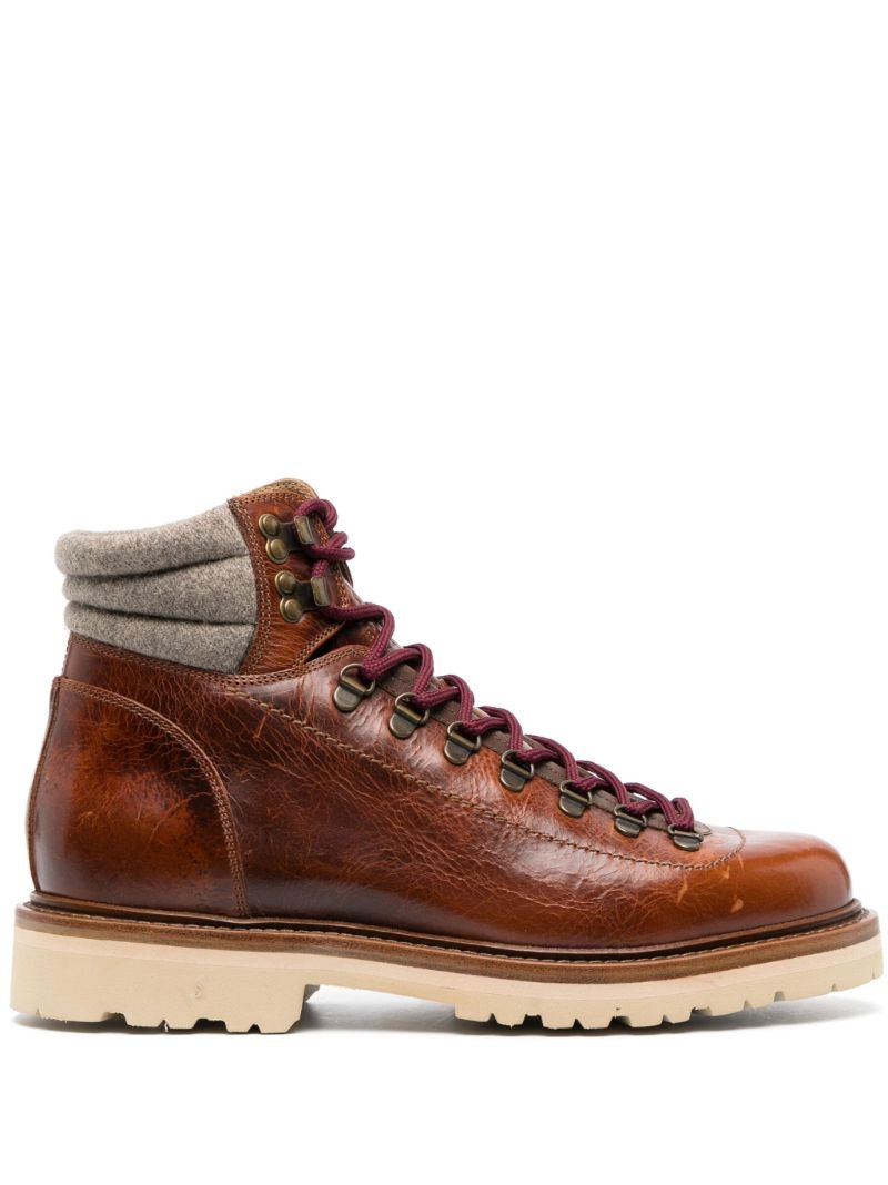 Brown Padded Ankle Leather Boots