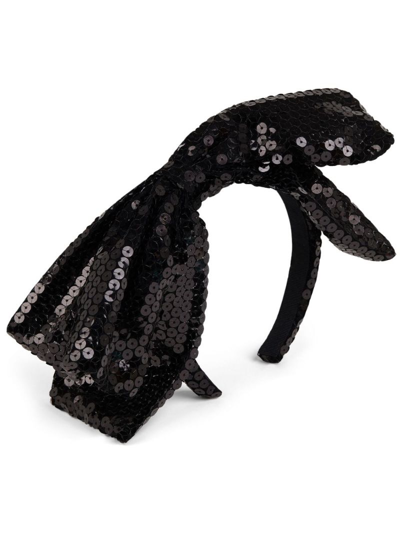 Black Sequin-embellished Bow Headband