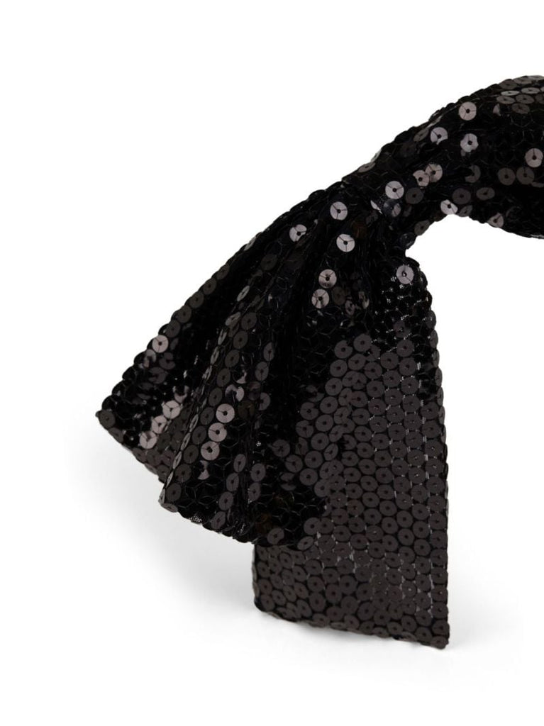 Black Sequin-embellished Bow Headband