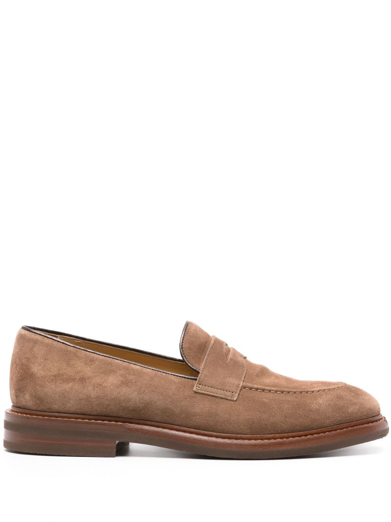 Brown Suede Penny Loafers
