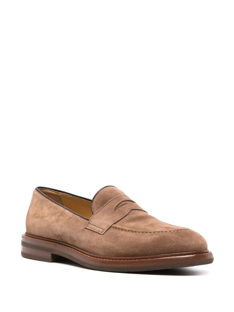Brown Suede Penny Loafers