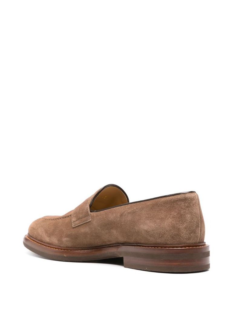 Brown Suede Penny Loafers