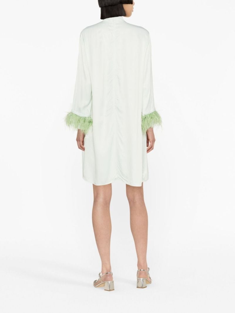Green Party Feather-trimmed Mini Dress