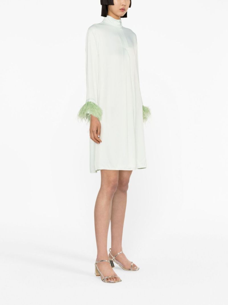 Green Party Feather-trimmed Mini Dress