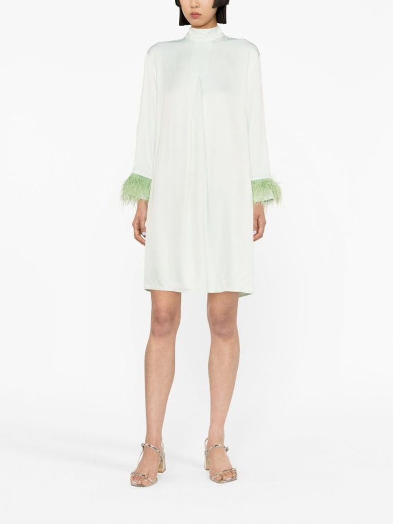 Green Party Feather-trimmed Mini Dress