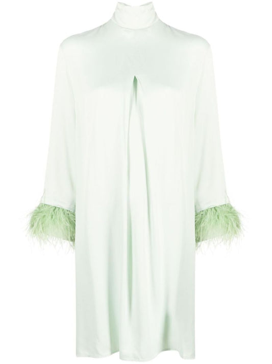 Green Party Feather-trimmed Mini Dress