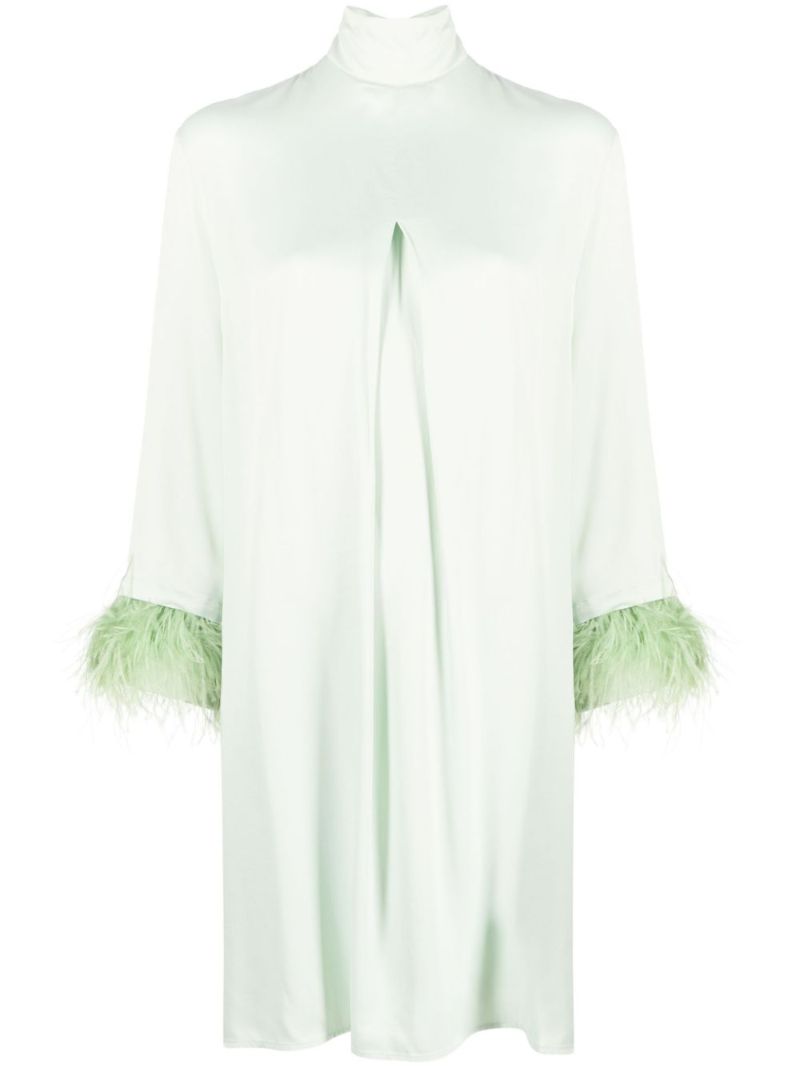 Green Party Feather-trimmed Mini Dress