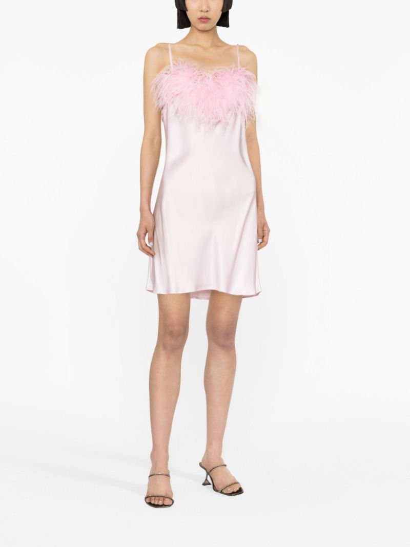 Pink Boheme Feather Trim Slip Dress