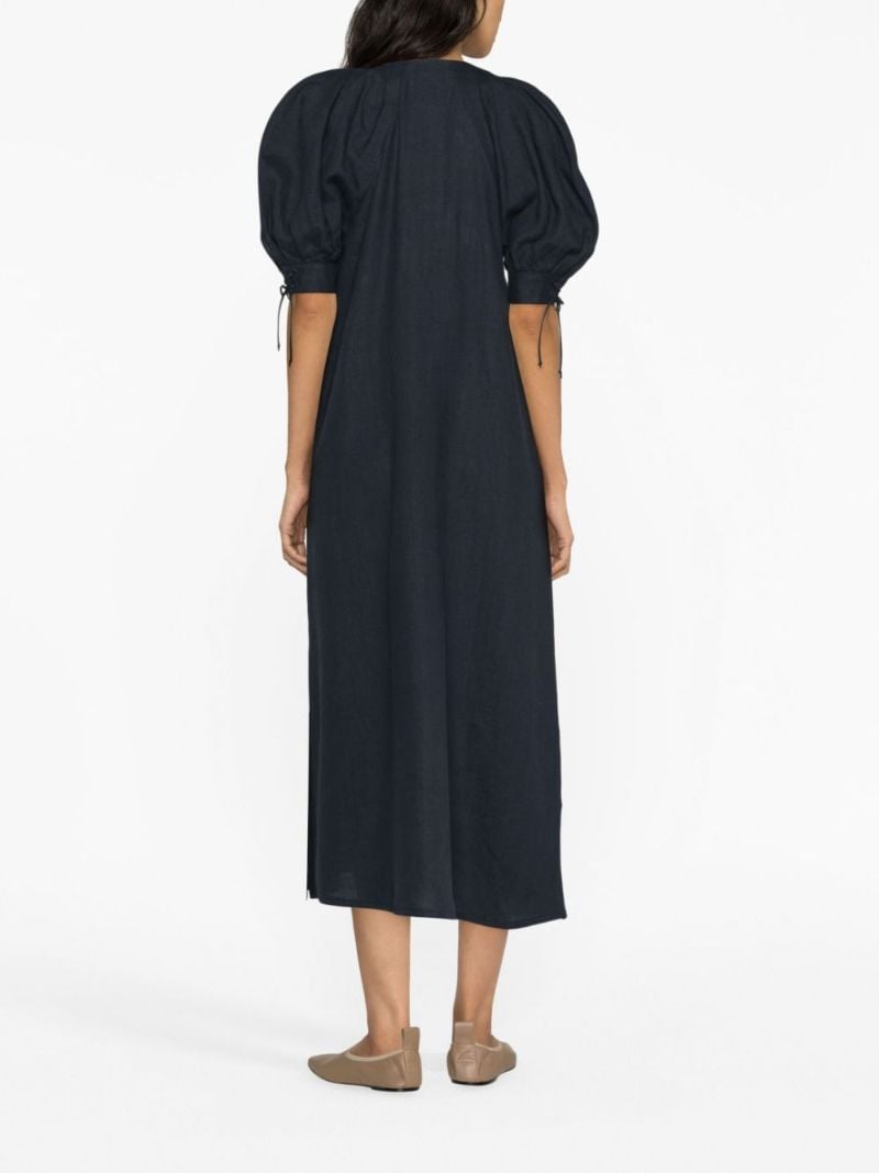Blue Garden Linen Midi Dress