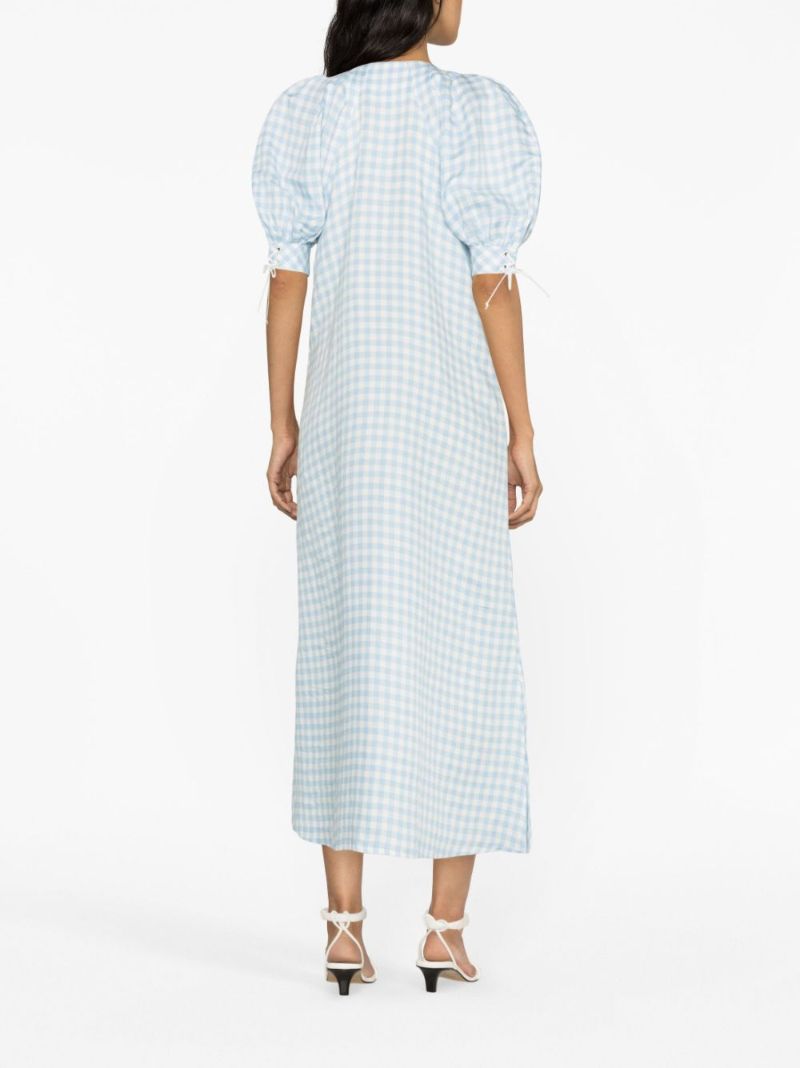 Blue Garden Gingham-print Midi Dress