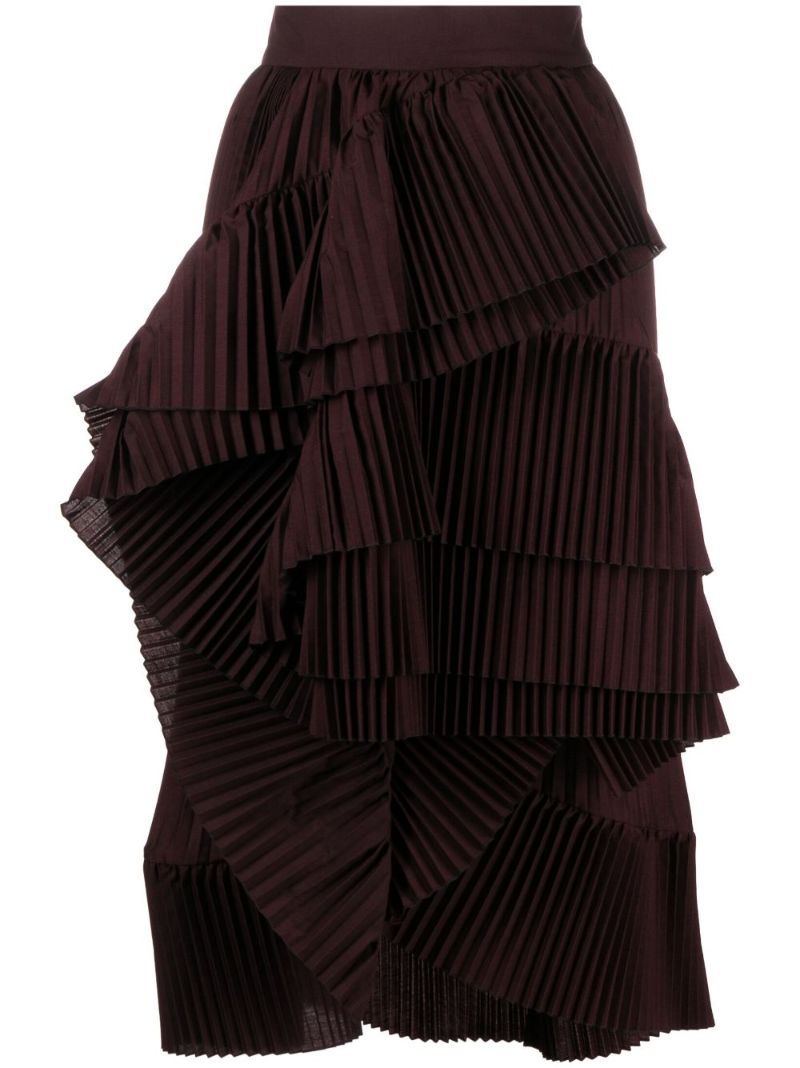 Brown Seda Pleated Tiered Skirt