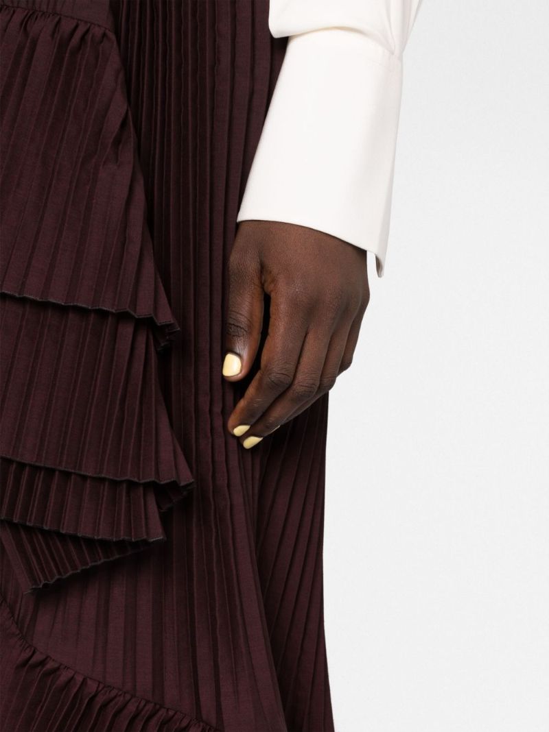 Brown Seda Pleated Tiered Skirt