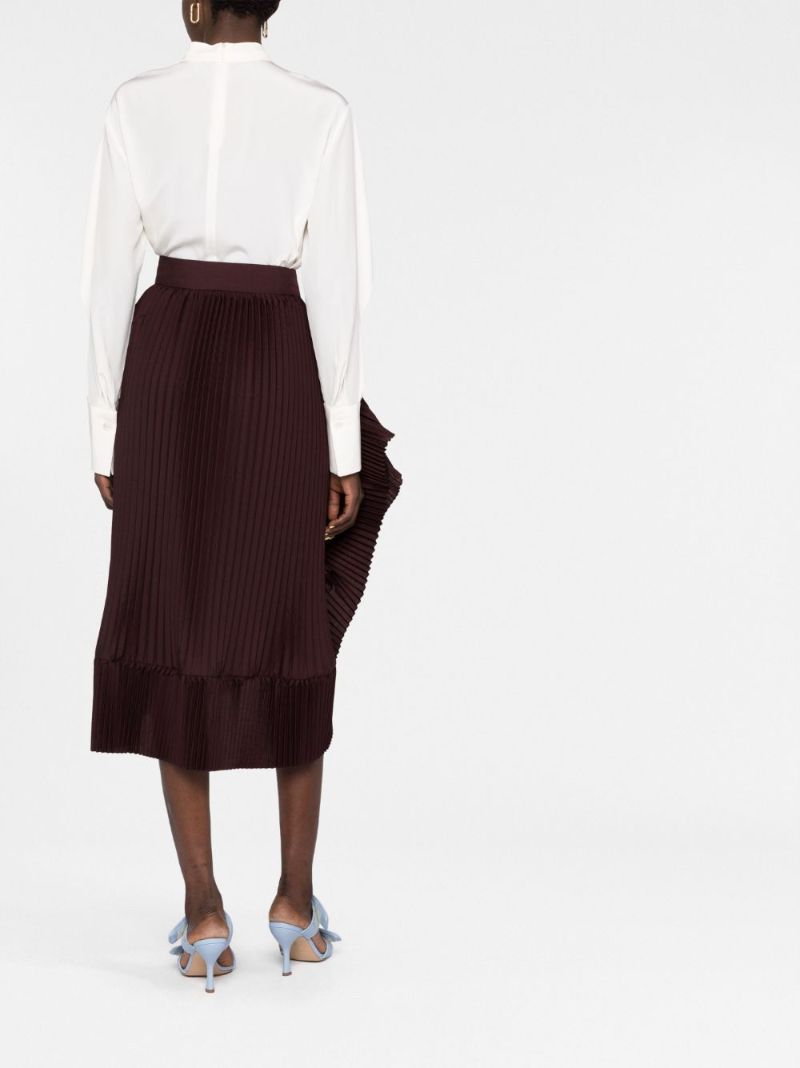Brown Seda Pleated Tiered Skirt