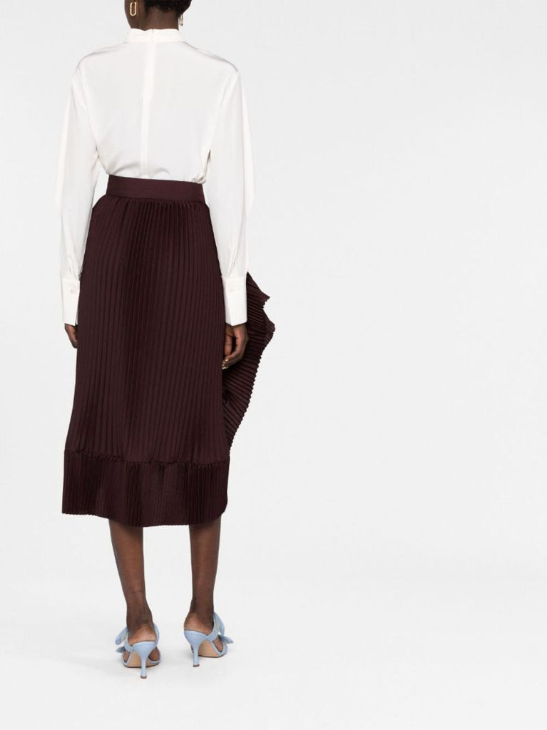 Brown Seda Pleated Tiered Skirt