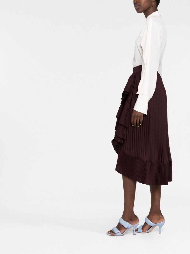 Brown Seda Pleated Tiered Skirt