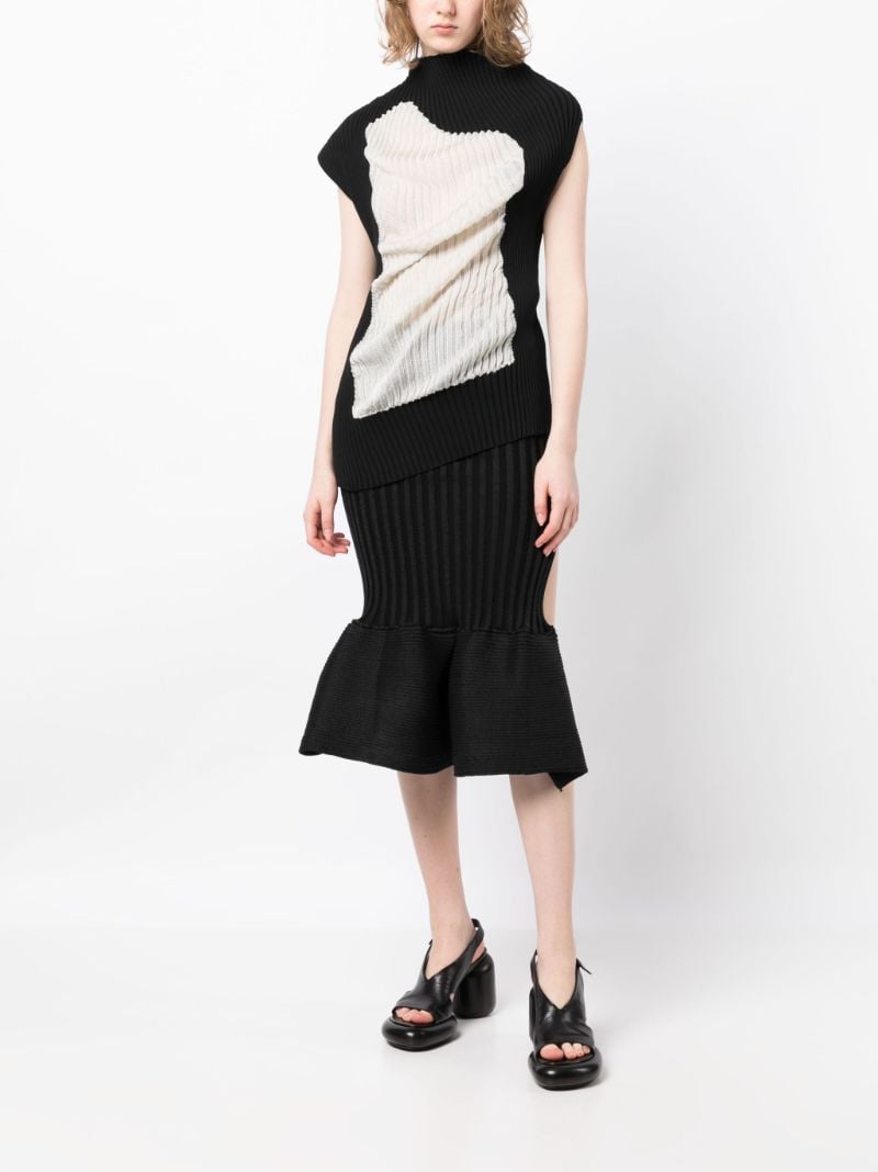 Black Asymmetric Ribbed Knit Top