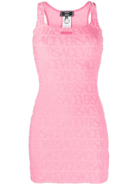 Pink Logo Print Dress