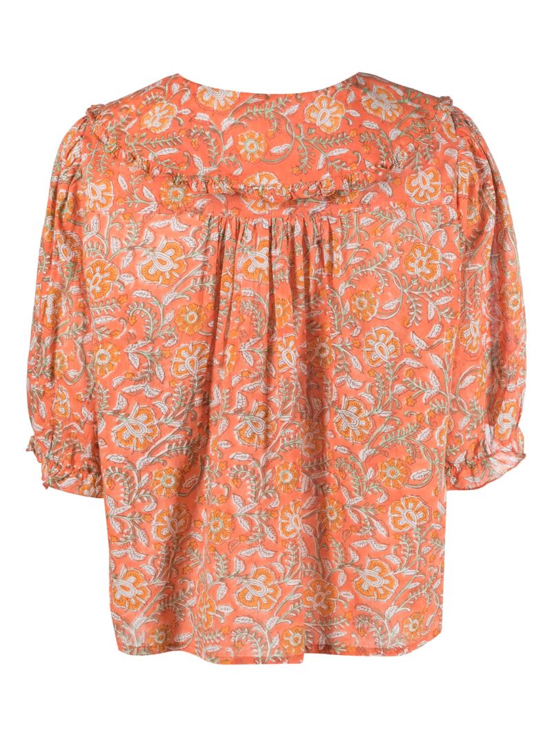 Orange Alva Floral-print Cotton Pyjamas