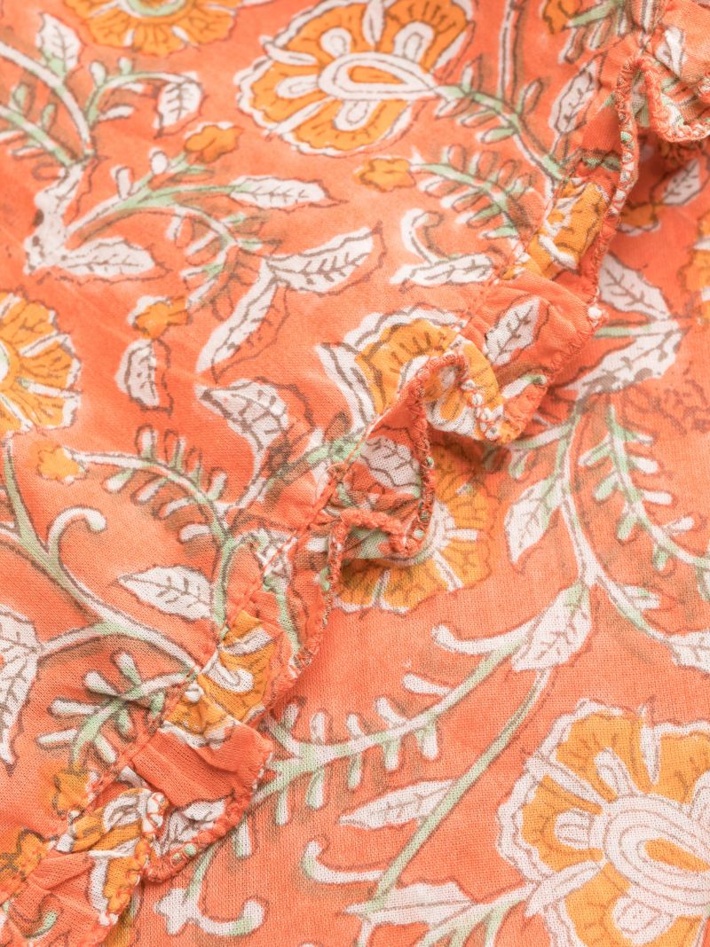 Orange Alva Floral-print Cotton Pyjamas