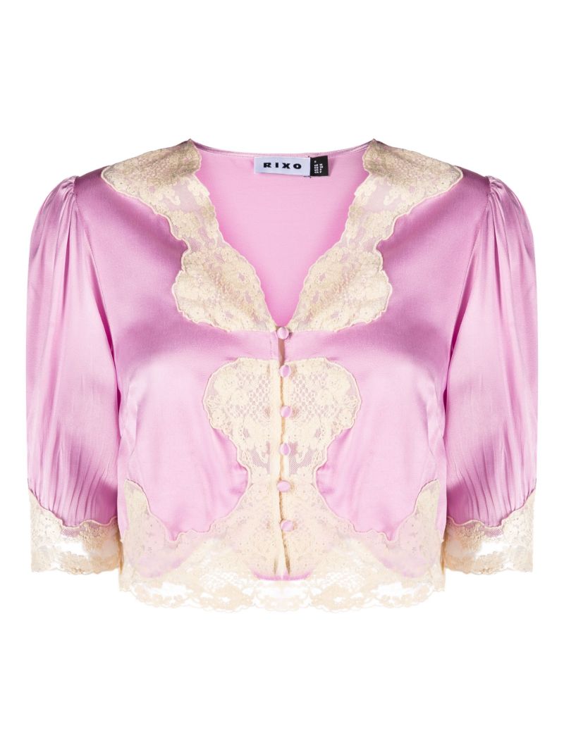 Purple Yasmin Lace Detail Pyjama Top