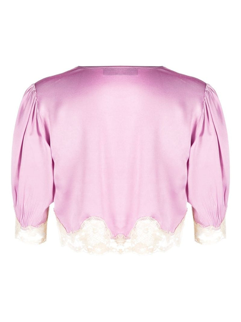 Purple Yasmin Lace Detail Pyjama Top