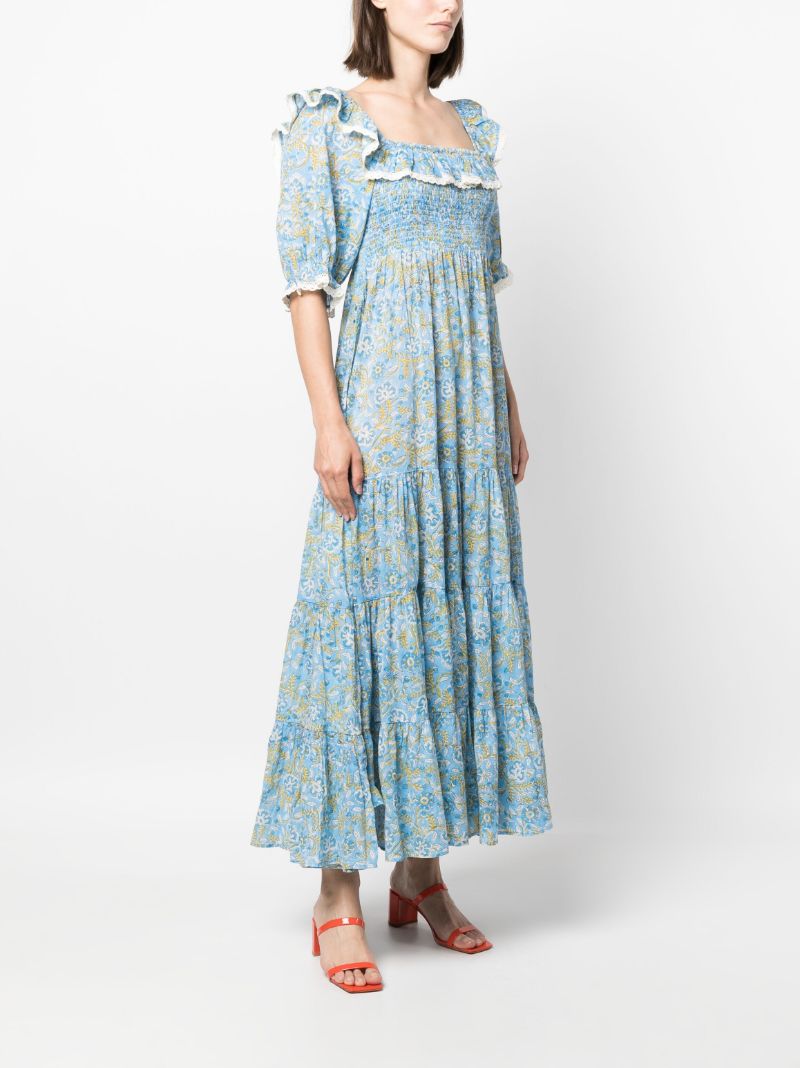 Blue Joanie Floral-print Cotton Dress