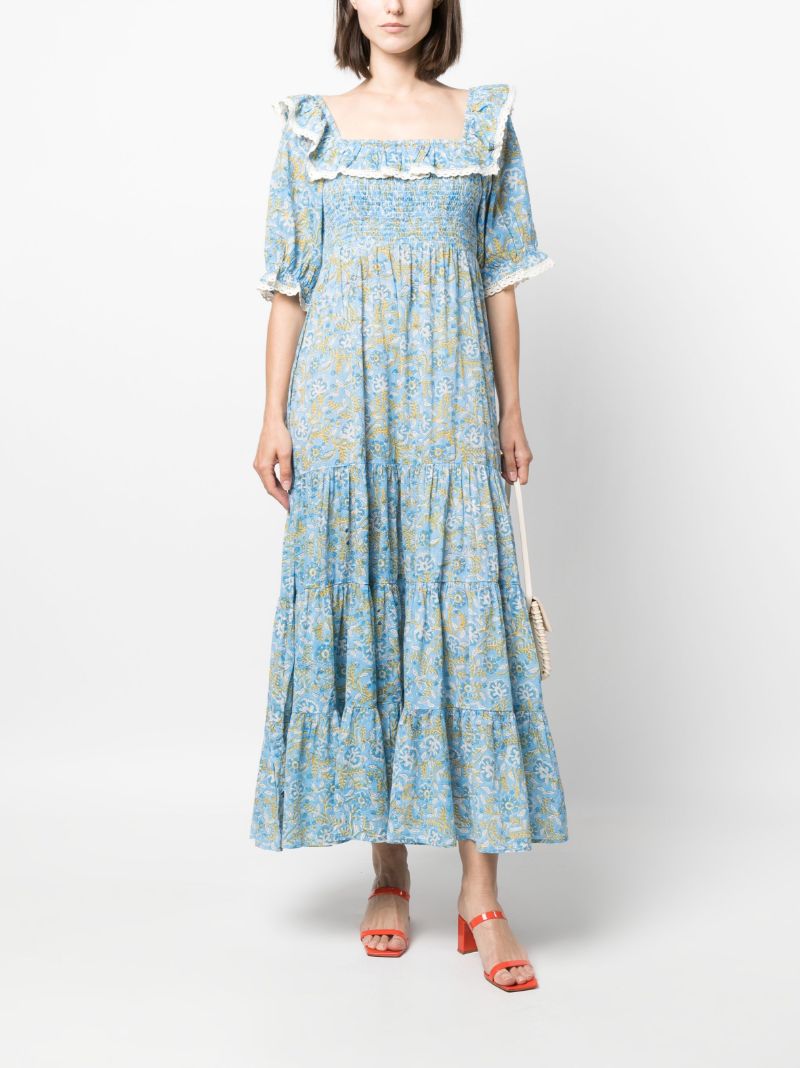 Blue Joanie Floral-print Cotton Dress